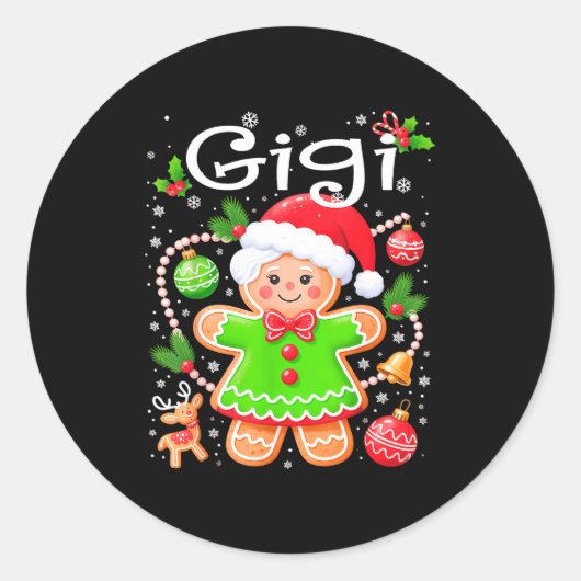 Cute Gigi Gingerbread Family Matching Christmas Co Ronde Sticker (Voorkant)