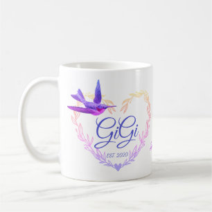 Cute Gigi Heart Hummingbird Paars Pink Koffiemok
