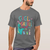 Cute Gigisaurus Flower Butterfly Dinosaur Moeder T-shirt (Voorkant)