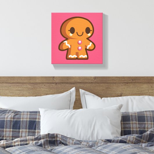 Cute Gingberbrood Man Canvas Afdruk (Insitu (Slaapkamer))