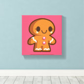 Cute Gingberbrood Man Canvas Afdruk (Insitu (Houten vloer))