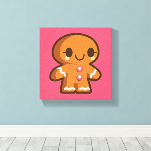 Cute Gingberbrood Man Canvas Afdruk (Insitu (Houten vloer))