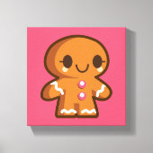 Cute Gingberbrood Man Canvas Afdruk (Voorkant)