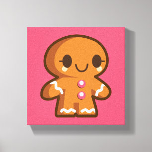 Cute Gingberbrood Man Canvas Afdruk