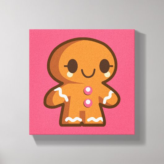Cute Gingberbrood Man Canvas Afdruk (Voorkant)