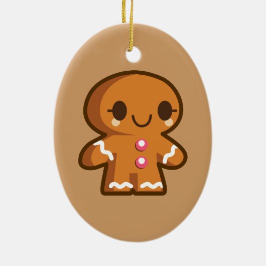 Cute Gingberbrood Man Keramisch Ornament (Achterkant)