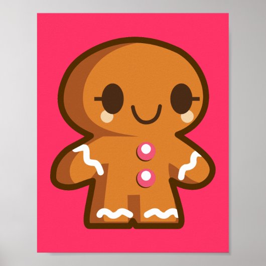 Cute Gingberbrood Man Poster (Voorkant)