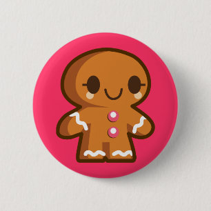Cute Gingberbrood Man Ronde Button 5,7 Cm