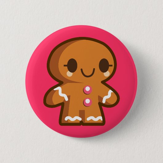 Cute Gingberbrood Man Ronde Button 5,7 Cm (Voorkant)
