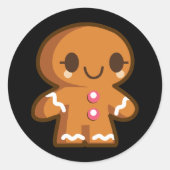 Cute Gingberbrood Man Ronde Sticker (Voorkant)