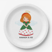 Cute Ginger Angel - kerstfeest Papieren Bordje (Voorkant)