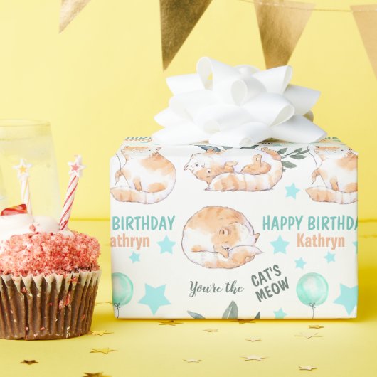 Cute Ginger Birthday Cats Cadeaupapier (Verjaardagsfeest)