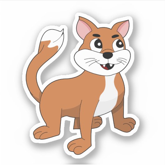 Cute ginger cartoon kitten - vinylsticker sticker (Voorkant)