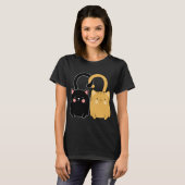 Cute Ginger Cat Black Kitten Love Valentijnsdag T-shirt (Voorkant volledig)