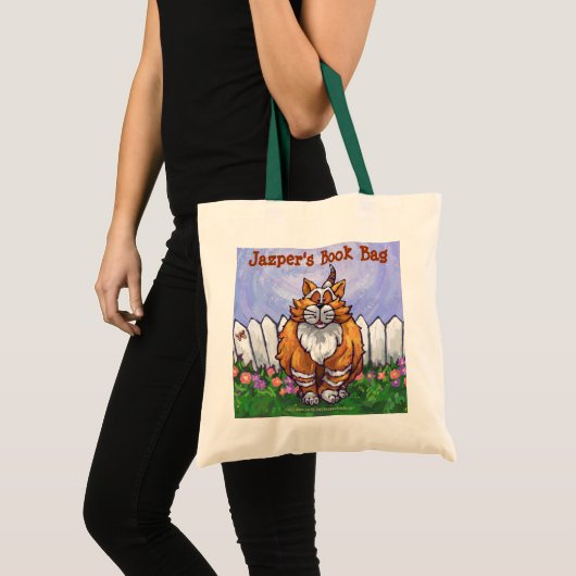 Cute Ginger Cat Book Bag Tote Bag (Voorkant (product))