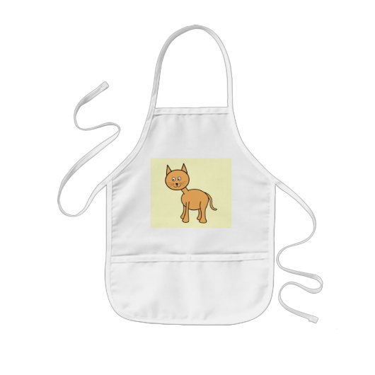 Cute Ginger Cat Cartoon. Cream Background Kinder Schort (Voorkant)