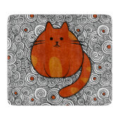 Cute Ginger Cat - Glas in lood en zwenken Snijplank (Voorkant)