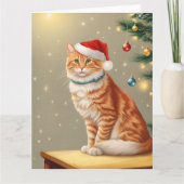 Cute Ginger Cat Kerstmis Kaart (Voorkant)