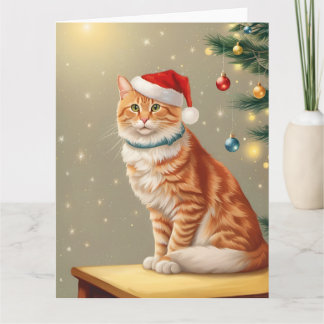 Cute Ginger Cat Kerstmis Kaart