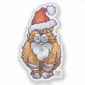 Cute Ginger Cat Kerstmis Sticker (Voorkant)