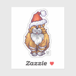 Cute Ginger Cat Kerstmis Sticker