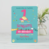 Cute Ginger Cat Kinder 1e verjaardag Uitnodiging (Staand voorkant)