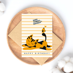 Cute Ginger Cat - Kinderen Birthday Briefkaart