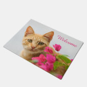 Cute Ginger Cat Kitten Foto Persoonlijk Welkom Deurmat (Schuin)