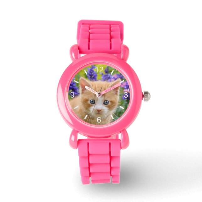 Cute Ginger Cat Kitten Photo Strapwatch bord Horloge (Voorkant)