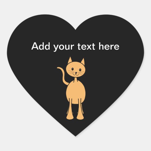 Cute Ginger Cat. Oranje kat Cartoon. Hart Sticker (Voorkant)