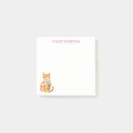 Cute ginger cat pastel fall colors post-it® notes