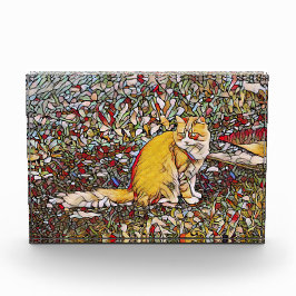 Cute ginger cat voor een wandeling fotoblokken