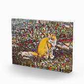 Cute ginger cat voor een wandeling fotoblokken (Rechts)