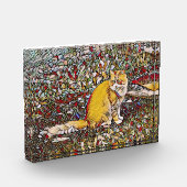 Cute ginger cat voor een wandeling fotoblokken (Links)