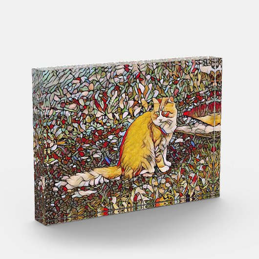 Cute ginger cat voor een wandeling fotoblokken (Links)