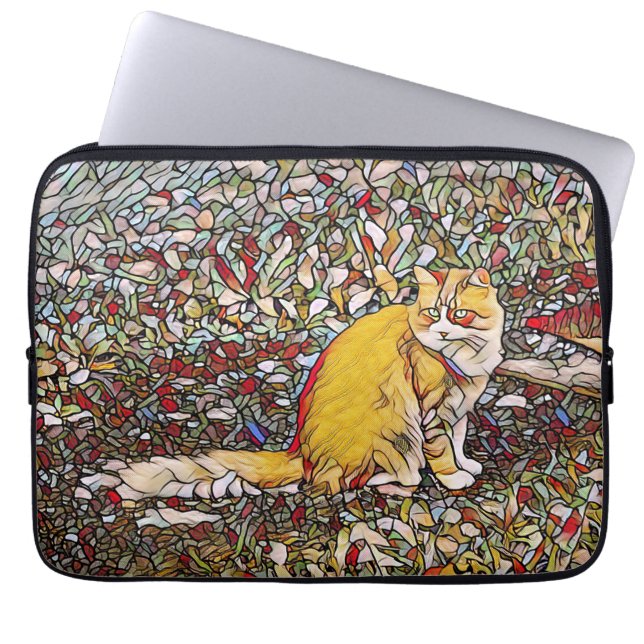 Cute ginger cat voor een wandeling laptop sleeve (Voorkant)