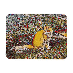 Cute ginger cat voor een wandeling magneet