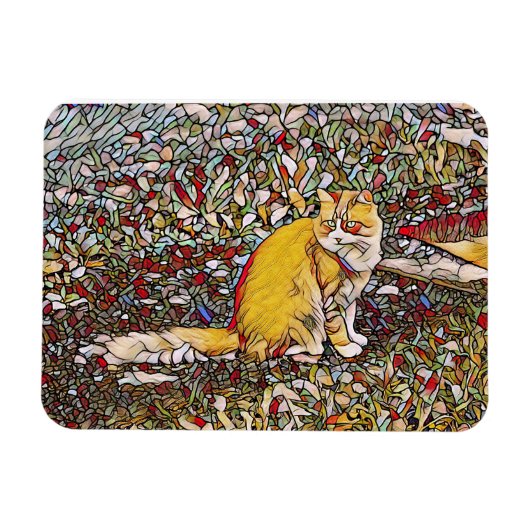 Cute ginger cat voor een wandeling magneet (Horizontaal)