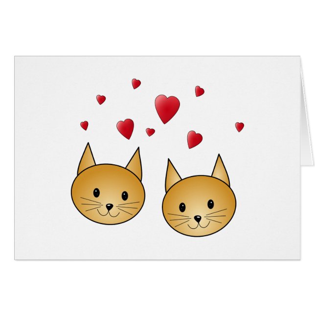 Cute Ginger cats. Met Red Love Hearts. (Voorkant Horizontaal)