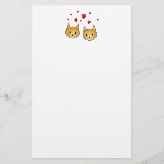 Cute Ginger cats. Met Red Love Hearts. Briefpapier (Voorkant)