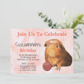 Cute Ginger Guinea Pig Basketball Custom Party Kaart (Staand voorkant)