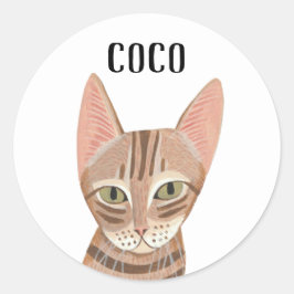 Cute Ginger Illustrated Cat Ronde Sticker