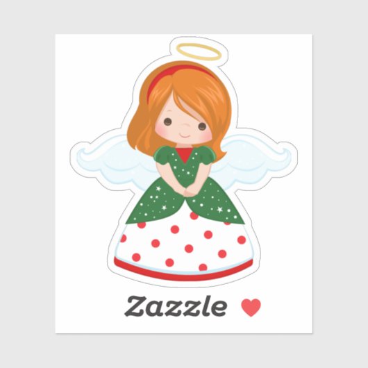Cute Ginger KerstAngel Sticker (Vel)