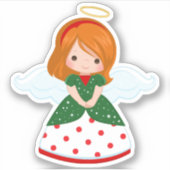 Cute Ginger KerstAngel Sticker (Voorkant)