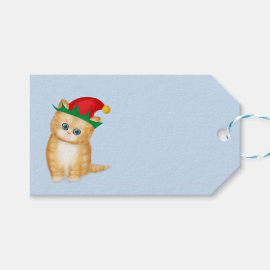 Cute ginger kitten kerstcadeaulabels cadeaulabel (Voorkant (Horizontaal))