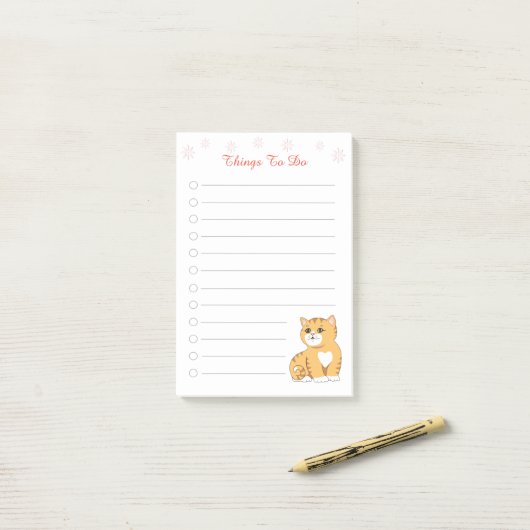 Cute Ginger Kitty Cat Dingen te doen Post-it® Notes (Op bureau)