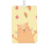 Cute Ginger Orange Cat Playing in Autumn Leaves Luchtverfrisser (Achterkant)