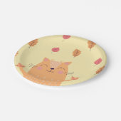 Cute Ginger Orange Cat Playing in Autumn Leaves Papieren Bordje (Gekanteld)