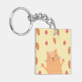 Cute Ginger Orange Cat Playing in Autumn Leaves Sleutelhanger (Voorkant Links)