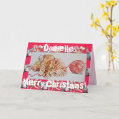 Cute Ginger Tabby Cat Plays Wool-kerstkaart Kaart (Gele Bloem)